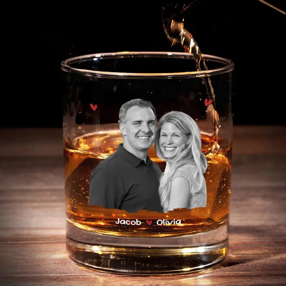 Custom Photo Congrats On Being My Husband - Couple Personalized Custom Whiskey Glass - Gift For Husband Wife, Anniversary 4 Custom Photo Congrats On Being My Husband - Couple Personalized Custom Whiskey Glass - Gift For Husband Wife, Anniversary - Image 4
