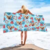Custom Photo Sandy Paws, Salty Kisses - Dog & Cat Personalized Custom Beach Towel - Summer Vacation Gift, Birthday Pool Party Gift For Pet Owners, Pet Lovers