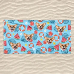 Custom Photo Sandy Paws, Salty Kisses - Dog & Cat Personalized Custom Beach Towel - Summer Vacation Gift, Birthday Pool Party Gift For Pet Owners, Pet Lovers -Pawfect House Store 667a4afd987ce