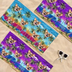 Custom Photo Love The Sun And Get A Tan - Dog & Cat Personalized Custom Beach Towel - Summer Vacation Gift, Birthday Pool Party Gift For Pet Owners, Pet Lovers -Pawfect House Store 667a71bee8887