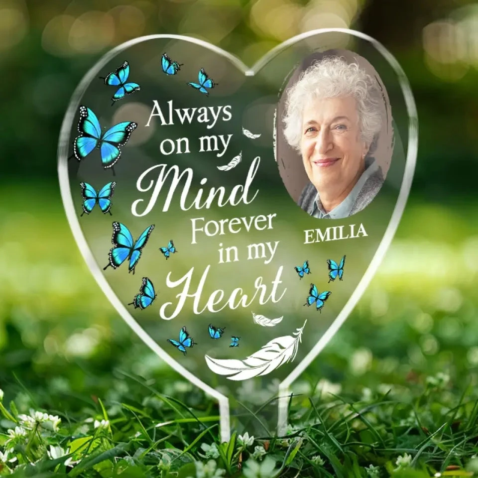 Custom Photo Resting With The Angels - Memorial Personalized Custom Stain Glass Style Acrylic Garden Stake - Sympathy Gift For Family Members 3 Custom Photo Resting With The Angels - Memorial Personalized Custom Stain Glass Style Acrylic Garden Stake - Sympathy Gift For Family Members - Image 3