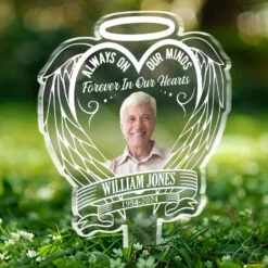 Custom Photo Remembered With Love - Memorial Personalized Custom Stain Glass Style Acrylic Garden Stake - Sympathy Gift For Family Members -Pawfect House Store 667a74f37b559