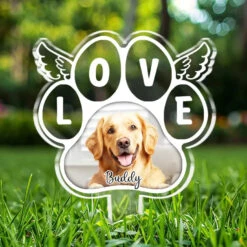 Custom Photo I Love You No Matter Where You Are - Memorial Personalized Custom Stain Glass Style Acrylic Garden Stake - Sympathy Gift For Pet Owners, Pet Lovers -Pawfect House Store 667a8596783c0