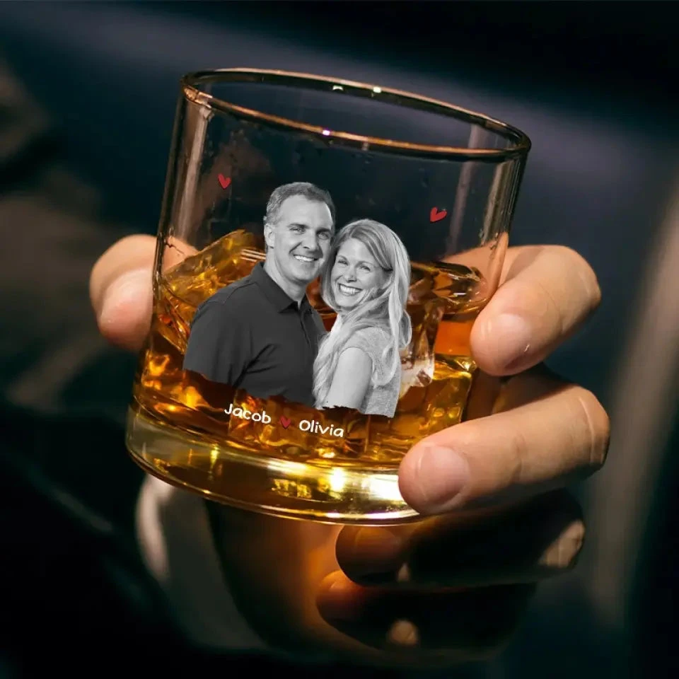 Custom Photo Congrats On Being My Husband - Couple Personalized Custom Whiskey Glass - Gift For Husband Wife, Anniversary 3 Custom Photo Congrats On Being My Husband - Couple Personalized Custom Whiskey Glass - Gift For Husband Wife, Anniversary - Image 3