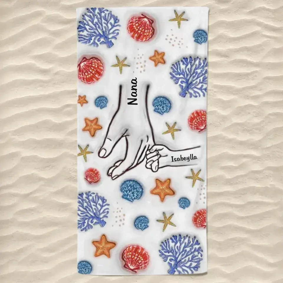 Wonderful Summer With Grandma - Family Personalized Custom Beach Towel - Summer Vacation Gift For Grandma 2 Wonderful Summer With Grandma - Family Personalized Custom Beach Towel - Summer Vacation Gift For Grandma - Image 2