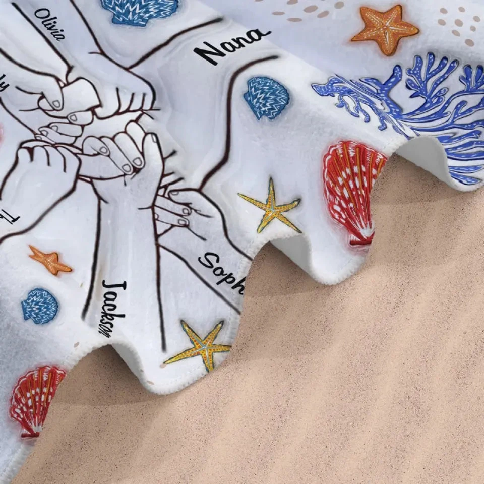 Wonderful Summer With Grandma - Family Personalized Custom Beach Towel - Summer Vacation Gift For Grandma 3 Wonderful Summer With Grandma - Family Personalized Custom Beach Towel - Summer Vacation Gift For Grandma - Image 3