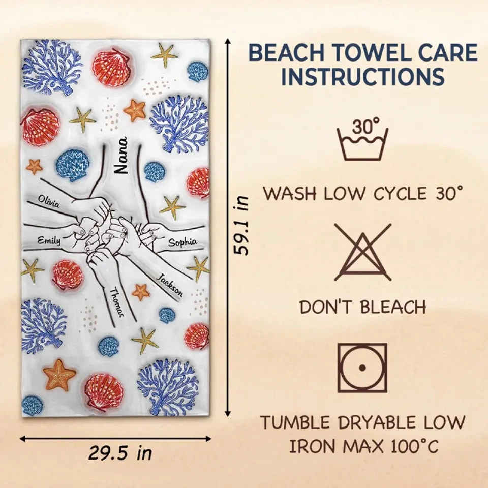 Wonderful Summer With Grandma - Family Personalized Custom Beach Towel - Summer Vacation Gift For Grandma 5 Wonderful Summer With Grandma - Family Personalized Custom Beach Towel - Summer Vacation Gift For Grandma - Image 5