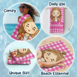 Summer Is The Time For Family - Family Personalized Custom Beach Towel - Summer Vacation Gift, Birthday Pool Party Gift For Family Members -Pawfect House Store 667b9ddf05f83