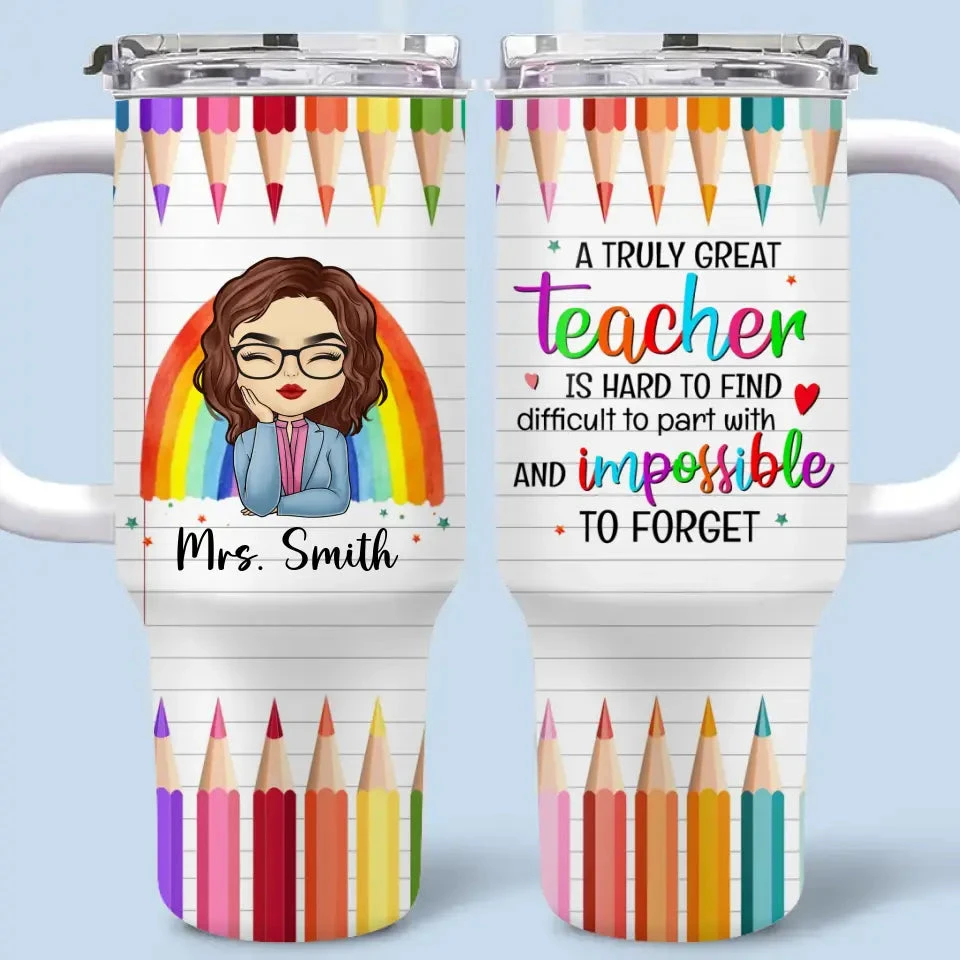 Teaching Is A Work Of Heart - Teacher Personalized Custom 40 Oz Stainless Steel Tumbler With Handle - Gift For Teacher 2 Teaching Is A Work Of Heart - Teacher Personalized Custom 40 Oz Stainless Steel Tumbler With Handle - Gift For Teacher - Image 2