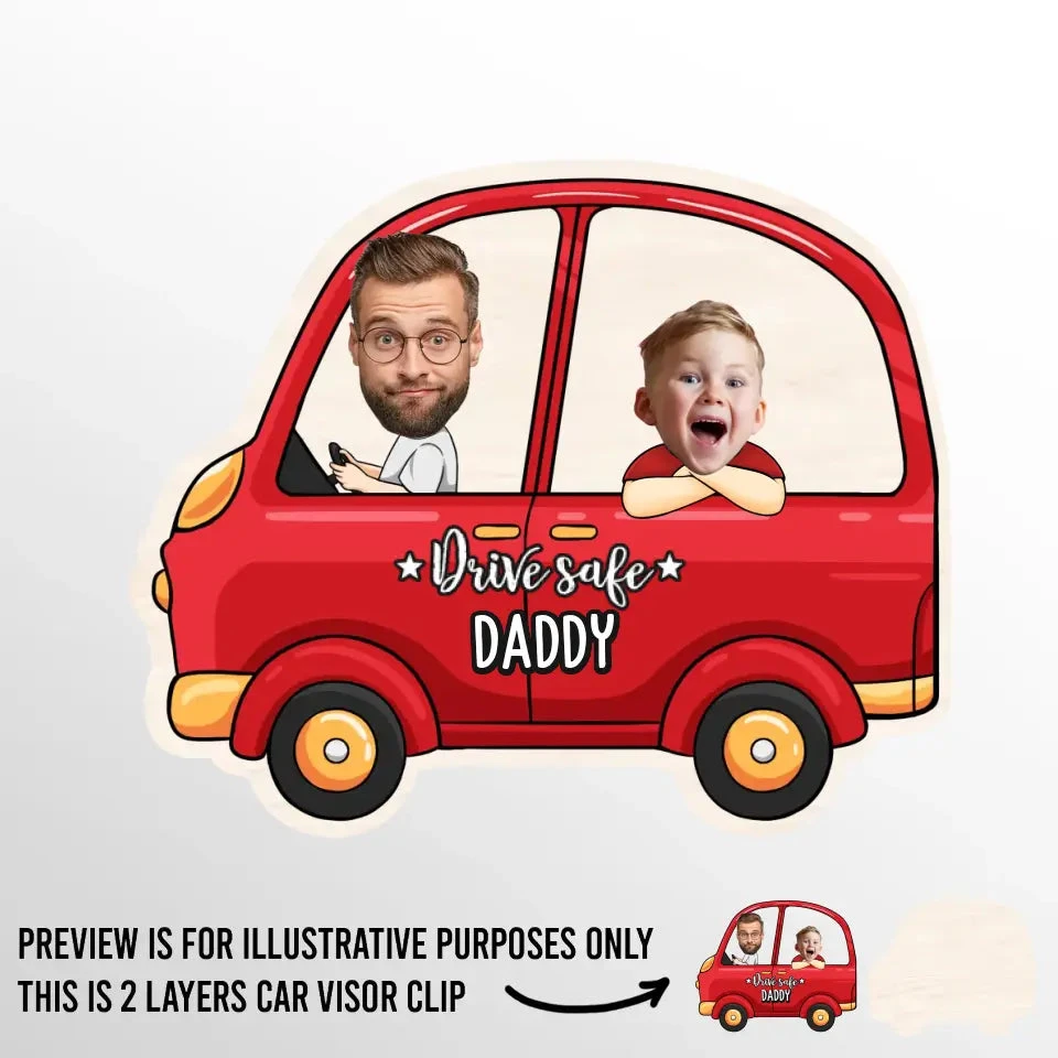 Custom Photo Drive Safe I Love You - Family Personalized Custom Car Visor Clip - Gift For Family Members 2 Custom Photo Drive Safe I Love You - Family Personalized Custom Car Visor Clip - Gift For Family Members - Image 2