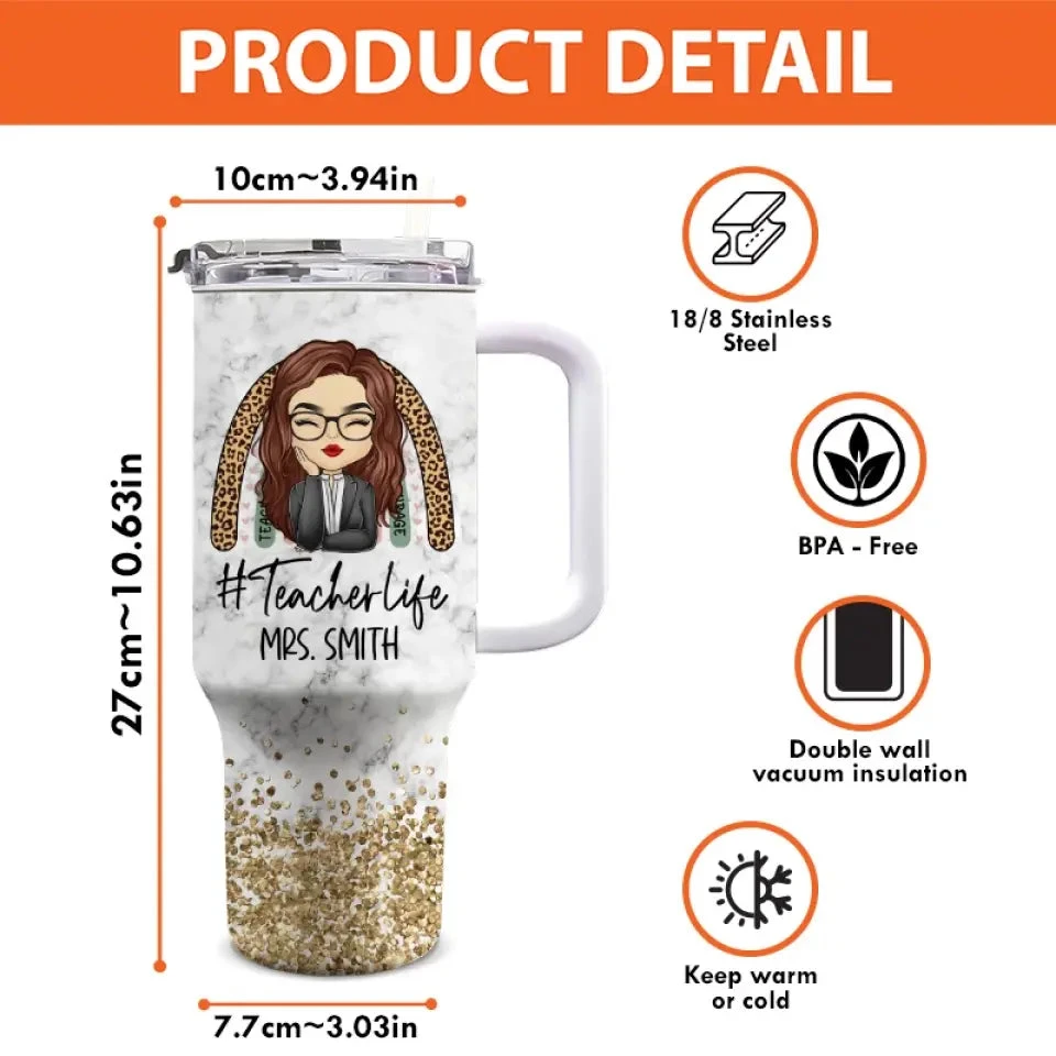 Teaching Is Not Just A Profession, It’s A Superpower - Teacher Personalized Custom 40 Oz Stainless Steel Tumbler With Handle - Gift For Teacher 4 Teaching Is Not Just A Profession, It’s A Superpower - Teacher Personalized Custom 40 Oz Stainless Steel Tumbler With Handle - Gift For Teacher - Image 4