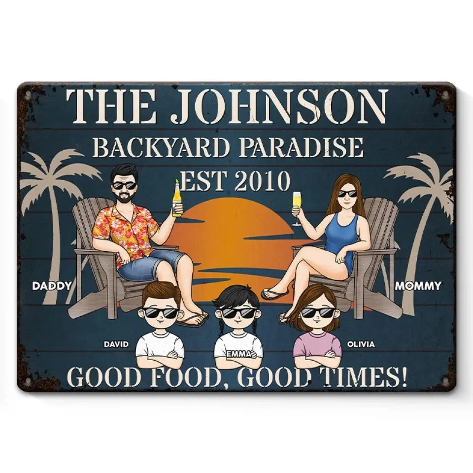 Good Food, Good Times - Family Personalized Custom Home Decor Metal Sign - House Warming Gift For Family Members 1 Good Food, Good Times - Family Personalized Custom Home Decor Metal Sign - House Warming Gift For Family Members