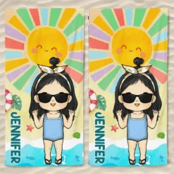 Smell The Sea And Feel The Sky - Family Personalized Custom Beach Towel - Summer Vacation Gift, Birthday Pool Party Gift For Family Members -Pawfect House Store 667ce03cdb4ce