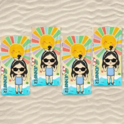 Smell The Sea And Feel The Sky - Family Personalized Custom Beach Towel - Summer Vacation Gift, Birthday Pool Party Gift For Family Members -Pawfect House Store 667ce051dadcb