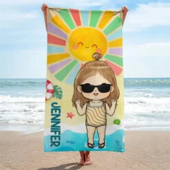 Smell The Sea And Feel The Sky - Family Personalized Custom Beach Towel - Summer Vacation Gift, Birthday Pool Party Gift For Family Members -Pawfect House Store 667ce1b17b46a