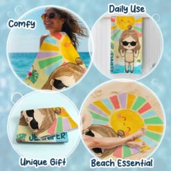 Smell The Sea And Feel The Sky - Family Personalized Custom Beach Towel - Summer Vacation Gift, Birthday Pool Party Gift For Family Members -Pawfect House Store 667ce1b3b91f3