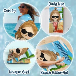 Adventure Awaits, Family In Tow - Family Personalized Custom Beach Towel - Summer Vacation Gift, Birthday Pool Party Gift For Family Members -Pawfect House Store 667e2ba904be4