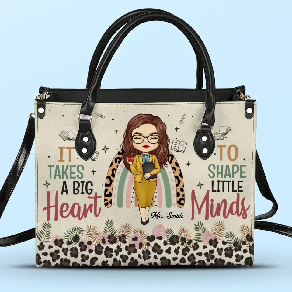 It Takes A Big Heart To Shape Little Minds - Teacher Personalized Custom Leather Handbag - Gift For Teacher 2 It Takes A Big Heart To Shape Little Minds - Teacher Personalized Custom Leather Handbag - Gift For Teacher - Image 2
