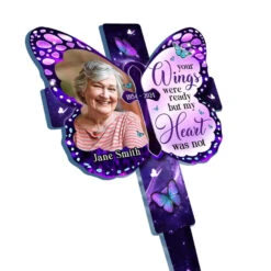 Custom Photo In Our Memories Forever - Memorial Personalized Custom Stain Glass Style Acrylic Garden Stake - Sympathy Gift For Family Members -Pawfect House Store 667e439808217