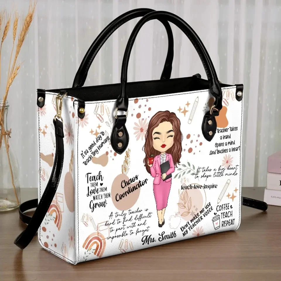 Teachers Plant Seeds Of Knowledge That Grow Forever - Teacher Personalized Custom Leather Handbag - Gift For Teacher 3 Teachers Plant Seeds Of Knowledge That Grow Forever - Teacher Personalized Custom Leather Handbag - Gift For Teacher - Image 3