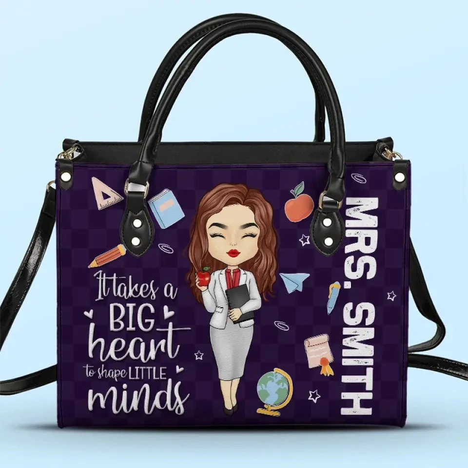 Teaching Is Heart Work - Teacher Personalized Custom Leather Handbag - Gift For Teacher 1 Teaching Is Heart Work - Teacher Personalized Custom Leather Handbag - Gift For Teacher