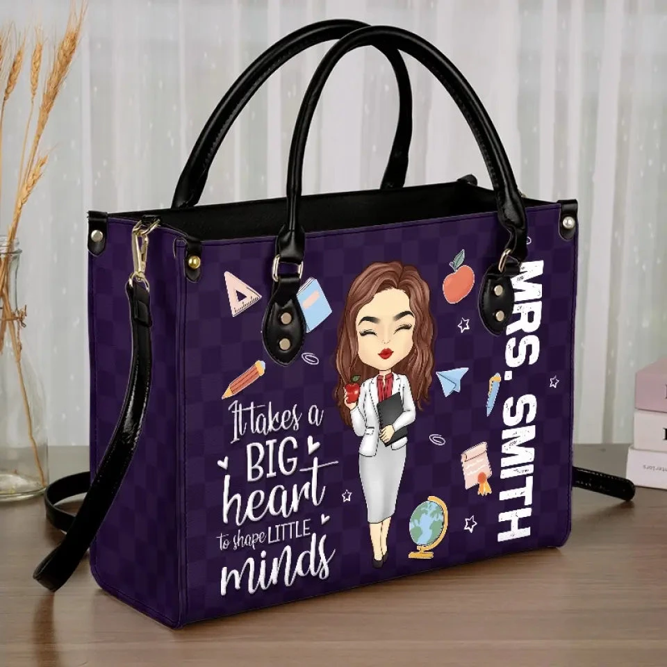 Teaching Is Heart Work - Teacher Personalized Custom Leather Handbag - Gift For Teacher 3 Teaching Is Heart Work - Teacher Personalized Custom Leather Handbag - Gift For Teacher - Image 3