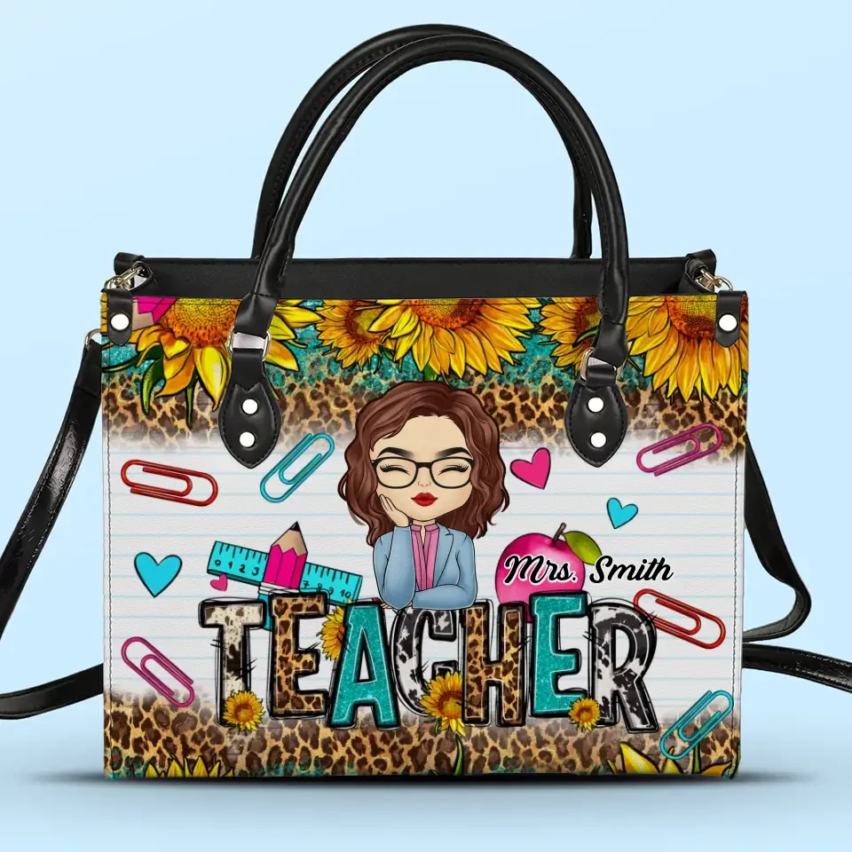 A Teacher Is A Beautiful Flower - Teacher Personalized Custom Leather Handbag - Gift For Teacher 2 A Teacher Is A Beautiful Flower - Teacher Personalized Custom Leather Handbag - Gift For Teacher - Image 2