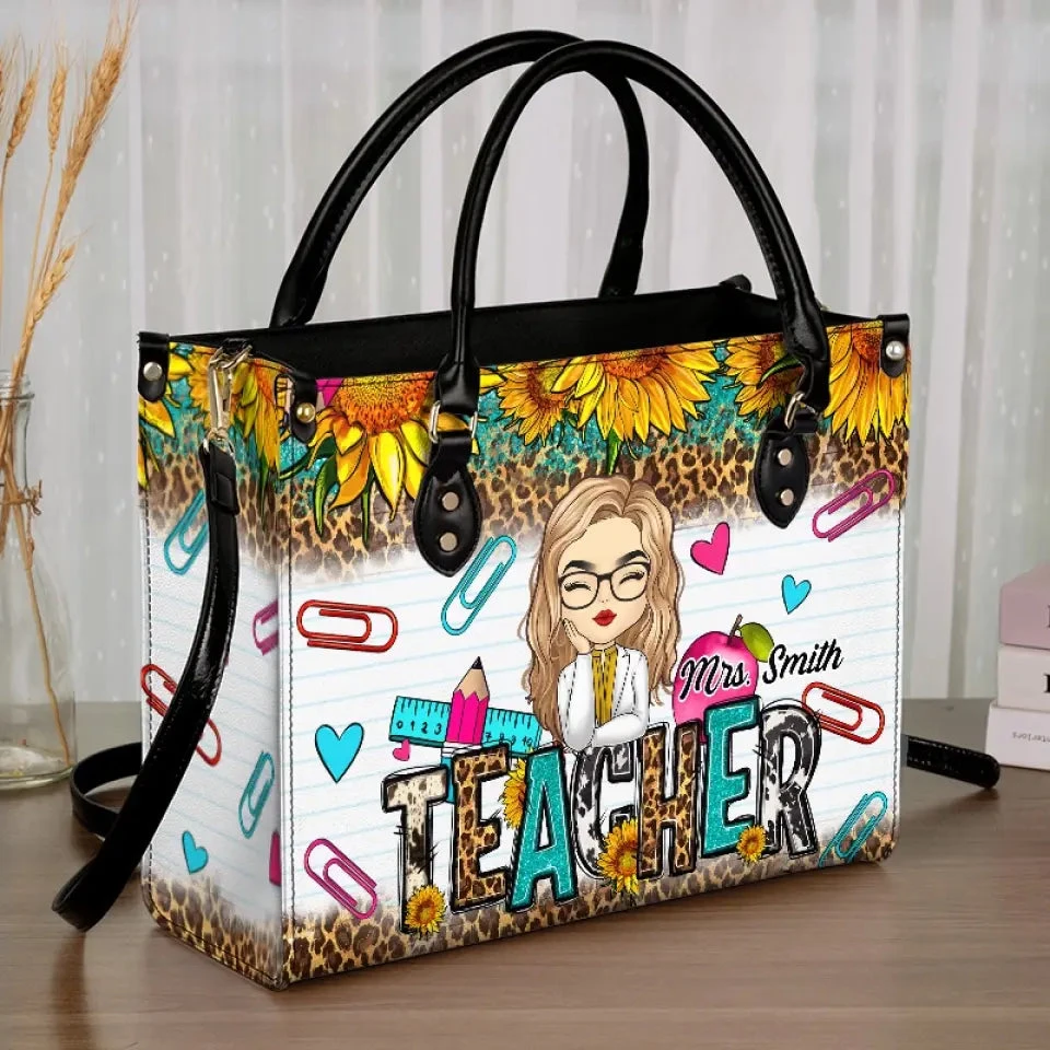 A Teacher Is A Beautiful Flower - Teacher Personalized Custom Leather Handbag - Gift For Teacher 3 A Teacher Is A Beautiful Flower - Teacher Personalized Custom Leather Handbag - Gift For Teacher - Image 3