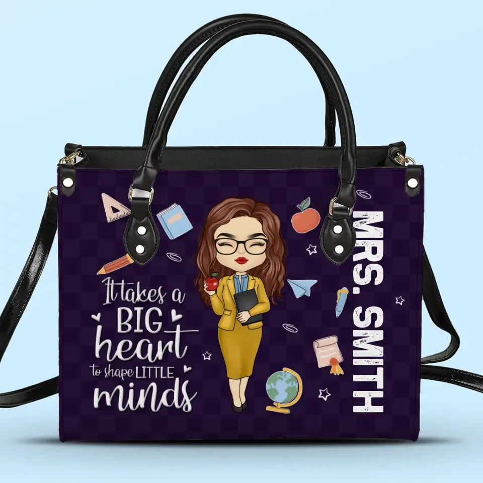 Teaching Is Heart Work - Teacher Personalized Custom Leather Handbag - Gift For Teacher 2 Teaching Is Heart Work - Teacher Personalized Custom Leather Handbag - Gift For Teacher - Image 2