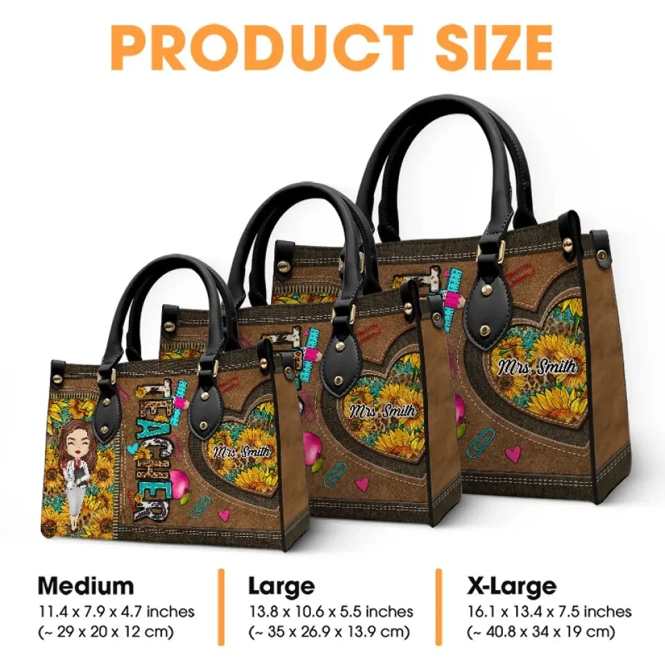 Teachers Change The World One Child At A Time - Teacher Personalized Custom Leather Handbag - Gift For Teacher 5 Teachers Change The World One Child At A Time - Teacher Personalized Custom Leather Handbag - Gift For Teacher - Image 5