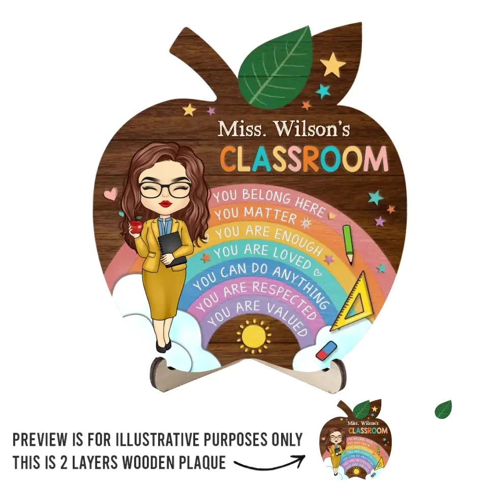 Welcome To My Classroom - Teacher Personalized Custom 2-Layered Wooden Plaque With Stand - Gift For Teacher 2 Welcome To My Classroom - Teacher Personalized Custom 2-Layered Wooden Plaque With Stand - Gift For Teacher - Image 2