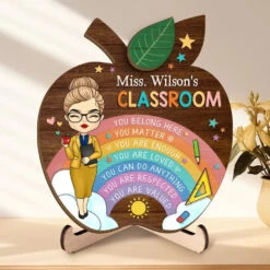 Welcome To My Classroom - Teacher Personalized Custom 2-Layered Wooden Plaque With Stand - Gift For Teacher