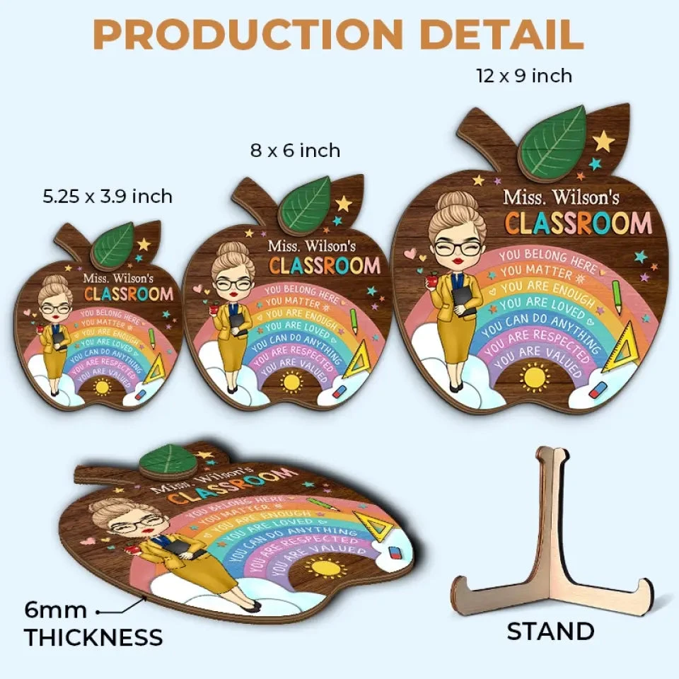 Welcome To My Classroom - Teacher Personalized Custom 2-Layered Wooden Plaque With Stand - Gift For Teacher 6 Welcome To My Classroom - Teacher Personalized Custom 2-Layered Wooden Plaque With Stand - Gift For Teacher - Image 6