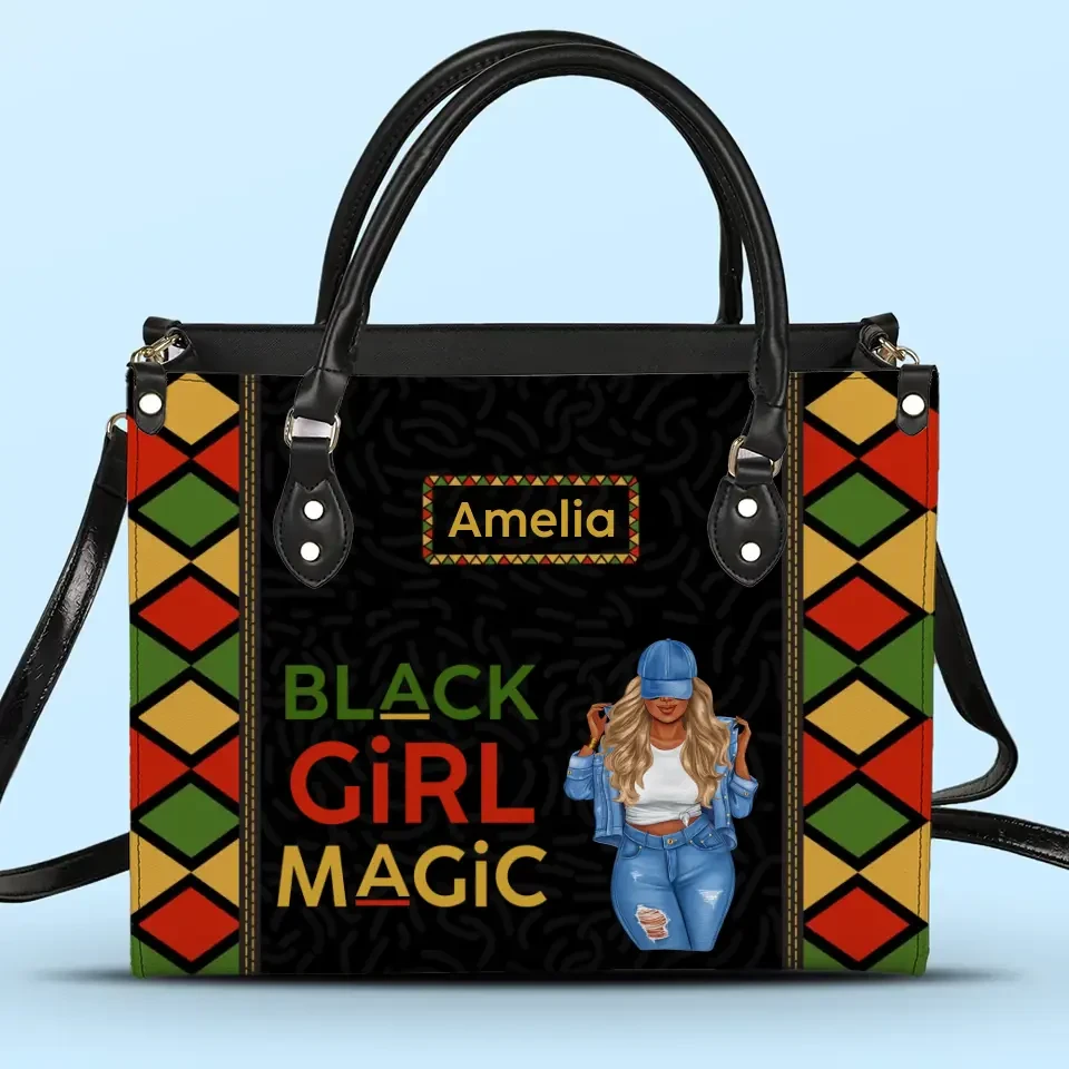 Power Of Black Girl - Bestie Personalized Custom Leather Handbag - Gift For Best Friends, BFF, Sisters 2 Power Of Black Girl - Bestie Personalized Custom Leather Handbag - Gift For Best Friends, BFF, Sisters - Image 2