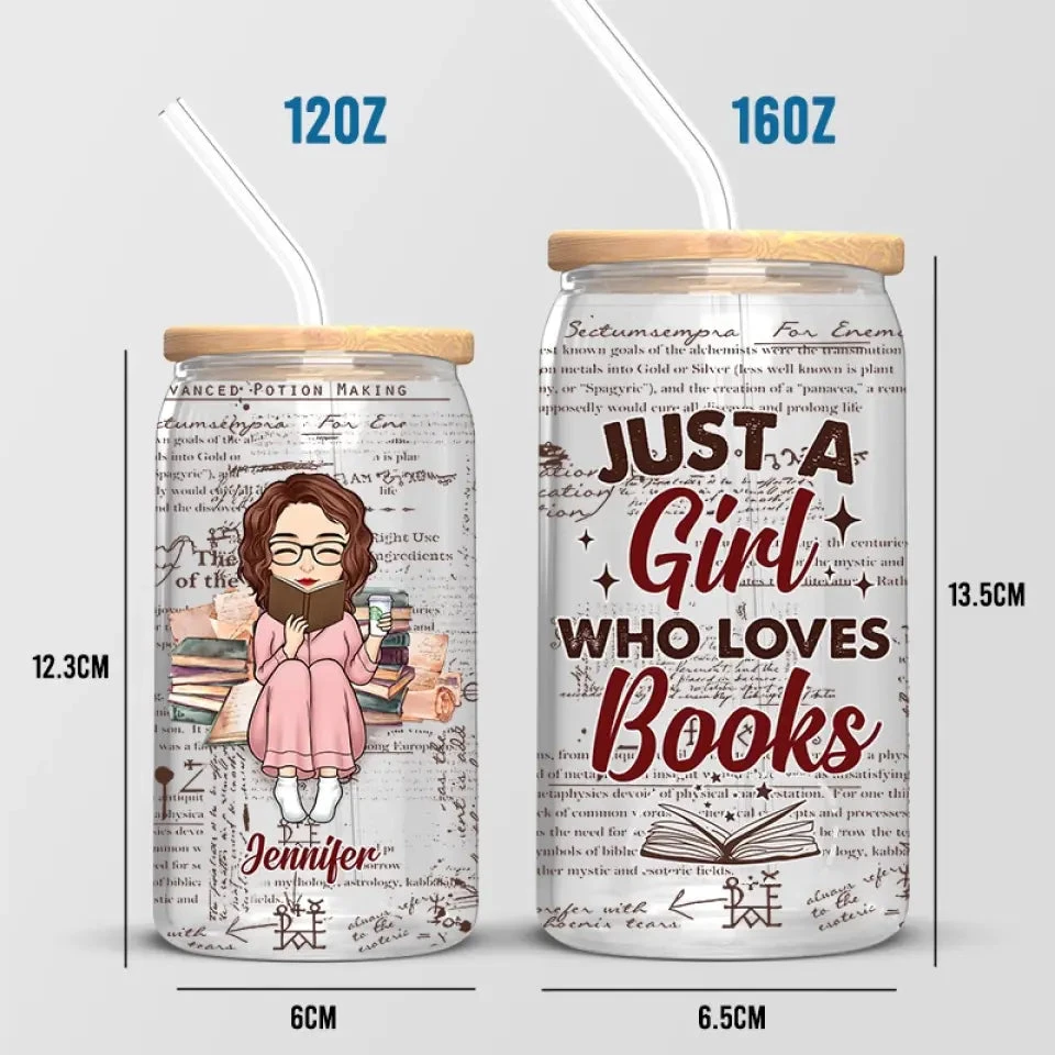 She Is A Bookworm - Book Lovers Personalized Custom Glass Cup, Iced Coffee Cup - Gift For Book Lovers 5 She Is A Bookworm - Book Lovers Personalized Custom Glass Cup, Iced Coffee Cup - Gift For Book Lovers - Image 5