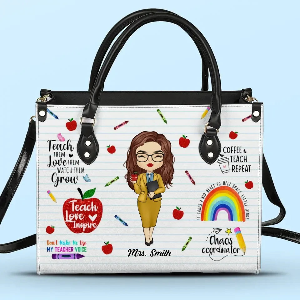 Thank You For Helping Me Shine - Teacher Personalized Custom Leather Handbag - Gift For Teacher 2 Thank You For Helping Me Shine - Teacher Personalized Custom Leather Handbag - Gift For Teacher - Image 2