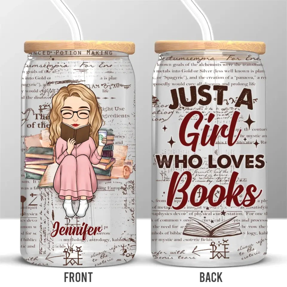 She Is A Bookworm - Book Lovers Personalized Custom Glass Cup, Iced Coffee Cup - Gift For Book Lovers 2 She Is A Bookworm - Book Lovers Personalized Custom Glass Cup, Iced Coffee Cup - Gift For Book Lovers - Image 2