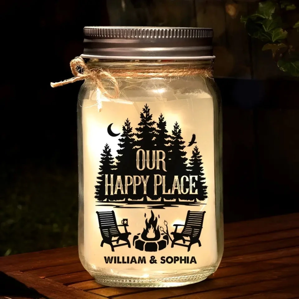Life Is Better Around The Campfire - Camping Personalized Custom Mason Jar Light - Gift For Couple, Husband Wife, Camping Lovers 1 Life Is Better Around The Campfire - Camping Personalized Custom Mason Jar Light - Gift For Couple, Husband Wife, Camping Lovers