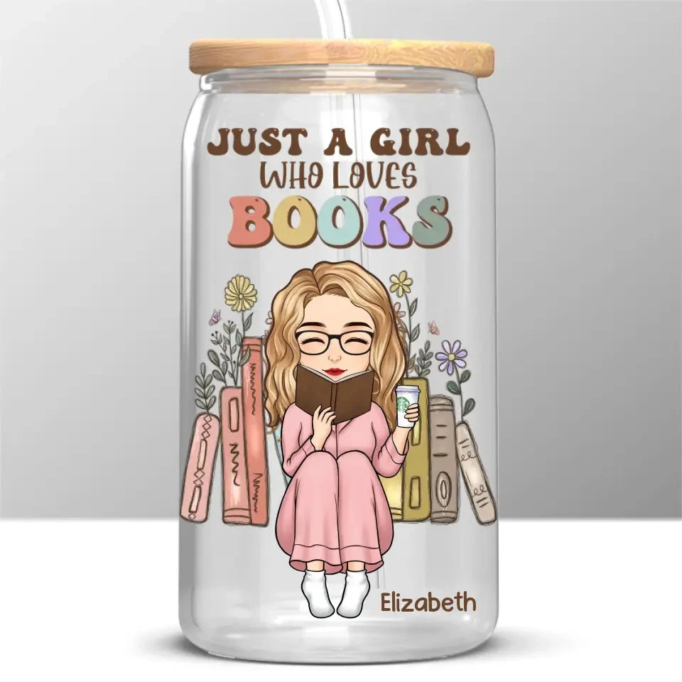 Bookworm's Delight - Personalized Custom Glass Cup, Iced Coffee Cup - Gift For Book Lovers 2 Bookworm's Delight - Personalized Custom Glass Cup, Iced Coffee Cup - Gift For Book Lovers - Image 2
