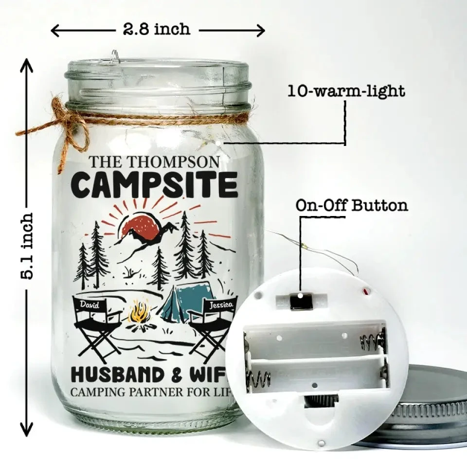 Making Memories One Campsite At A Time - Camping Personalized Custom Mason Jar Light - Gift For Couple, Husband Wife, Camping Lovers 5 Making Memories One Campsite At A Time - Camping Personalized Custom Mason Jar Light - Gift For Couple, Husband Wife, Camping Lovers - Image 5