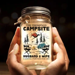 Making Memories One Campsite At A Time - Camping Personalized Custom Mason Jar Light - Gift For Couple, Husband Wife, Camping Lovers 11 Making Memories One Campsite At A Time - Camping Personalized Custom Mason Jar Light - Gift For Couple, Husband Wife, Camping Lovers -Pawfect House Store 668389a5f162f