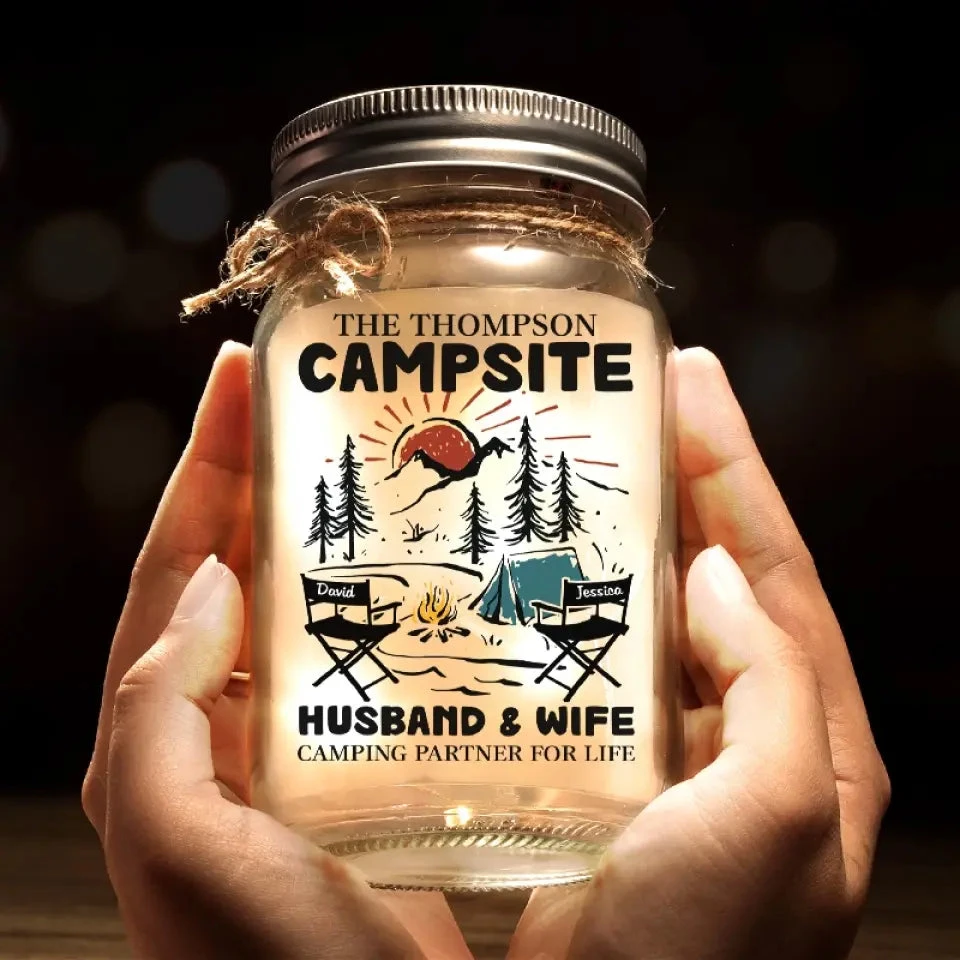 Making Memories One Campsite At A Time - Camping Personalized Custom Mason Jar Light - Gift For Couple, Husband Wife, Camping Lovers 6 Making Memories One Campsite At A Time - Camping Personalized Custom Mason Jar Light - Gift For Couple, Husband Wife, Camping Lovers - Image 6