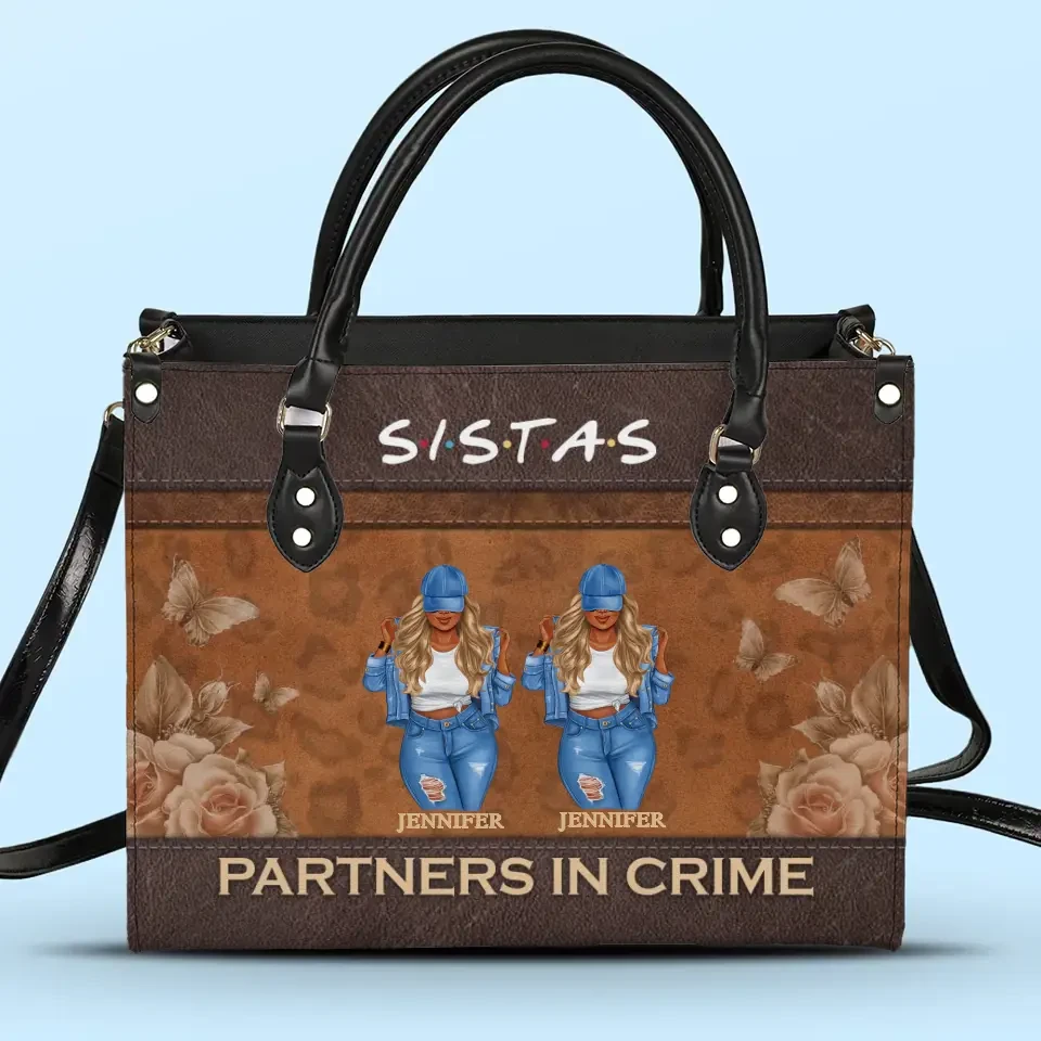 Partners In Crime - Bestie Personalized Custom Leather Handbag - Gift For Best Friends, BFF, Sisters 2 Partners In Crime - Bestie Personalized Custom Leather Handbag - Gift For Best Friends, BFF, Sisters - Image 2