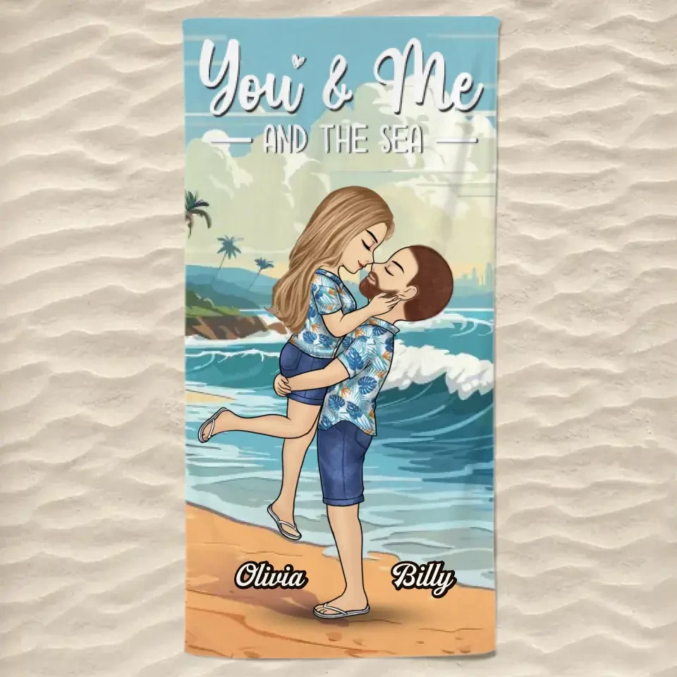 You And Me And The Sea - Couple Personalized Custom Beach Towel - Summer Vacation Gift For Husband Wife, Anniversary 2 You And Me And The Sea - Couple Personalized Custom Beach Towel - Summer Vacation Gift For Husband Wife, Anniversary - Image 2