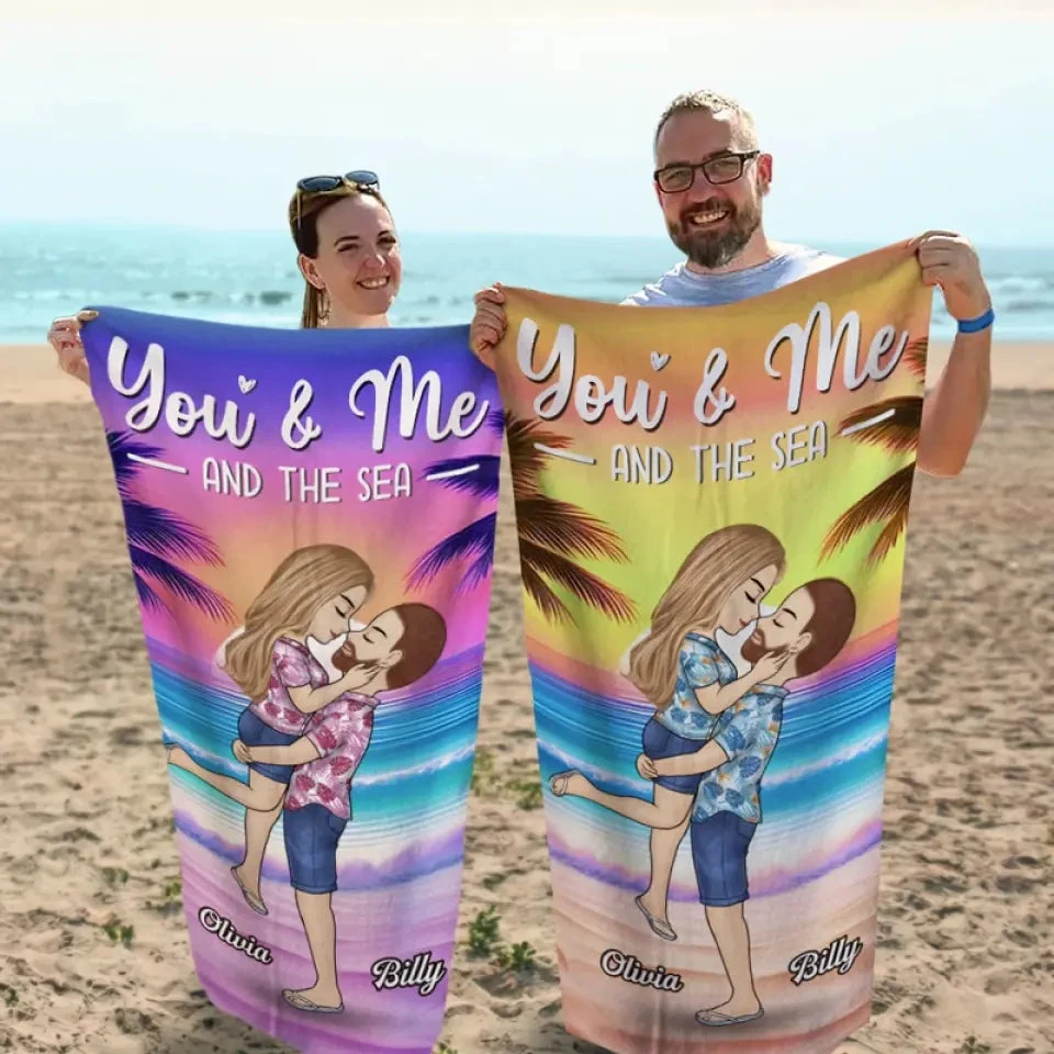 You're The Sandy To My Beach - Couple Personalized Custom Beach Towel - Summer Vacation Gift For Husband Wife, Anniversary 1 You're The Sandy To My Beach - Couple Personalized Custom Beach Towel - Summer Vacation Gift For Husband Wife, Anniversary