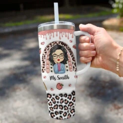 Teach Love Inspire - Teacher Personalized Custom 3D Inflated Effect Printed 40 Oz Stainless Steel Tumbler With Handle - Gift For Teacher -Pawfect House Store 6687aeac919cc
