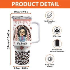 Teach Love Inspire - Teacher Personalized Custom 3D Inflated Effect Printed 40 Oz Stainless Steel Tumbler With Handle - Gift For Teacher -Pawfect House Store 6687aeb839885