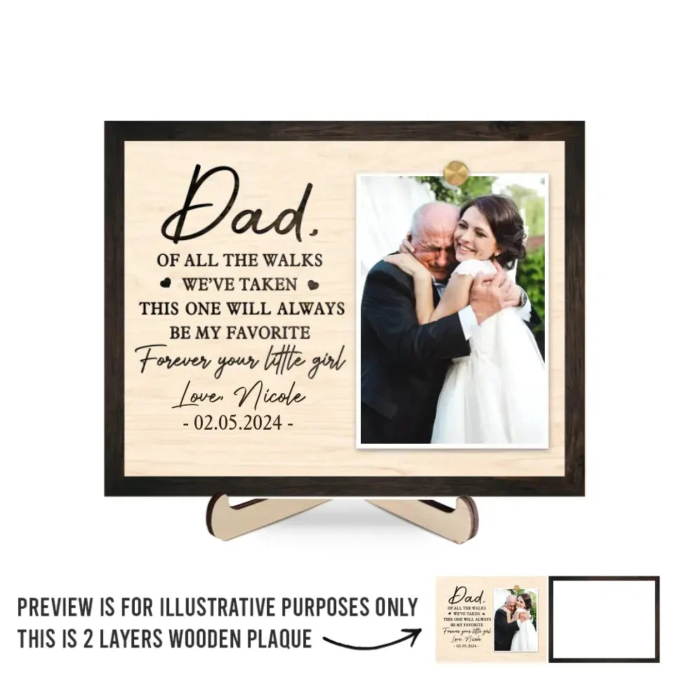 Custom Photo Forever Your Little Girl - Family Personalized Custom 2-Layered Wooden Plaque With Stand - Gift For Dad 2 Custom Photo Forever Your Little Girl - Family Personalized Custom 2-Layered Wooden Plaque With Stand - Gift For Dad - Image 2