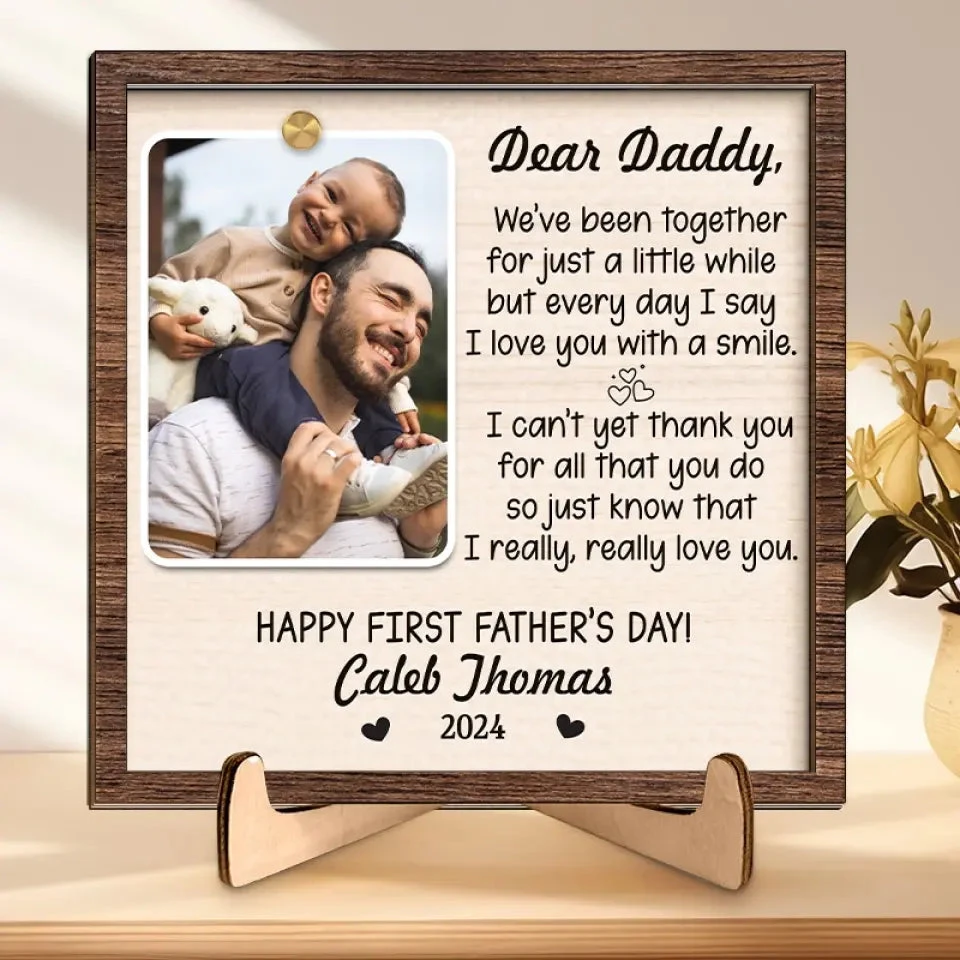 Custom Photo I'm So Blessed To Have A Dad Like You - Family Personalized Custom 2-Layered Wooden Plaque With Stand - Gift For Dad 1 Custom Photo I'm So Blessed To Have A Dad Like You - Family Personalized Custom 2-Layered Wooden Plaque With Stand - Gift For Dad