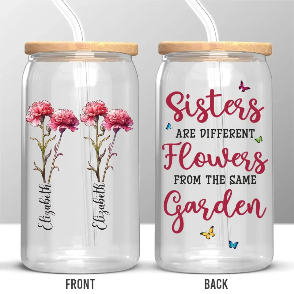 If Sisters Were Flowers, I Would Pick You - Bestie Personalized Custom Glass Cup, Iced Coffee Cup - Gift For Best Friends, BFF, Sisters 2 If Sisters Were Flowers, I Would Pick You - Bestie Personalized Custom Glass Cup, Iced Coffee Cup - Gift For Best Friends, BFF, Sisters - Image 2